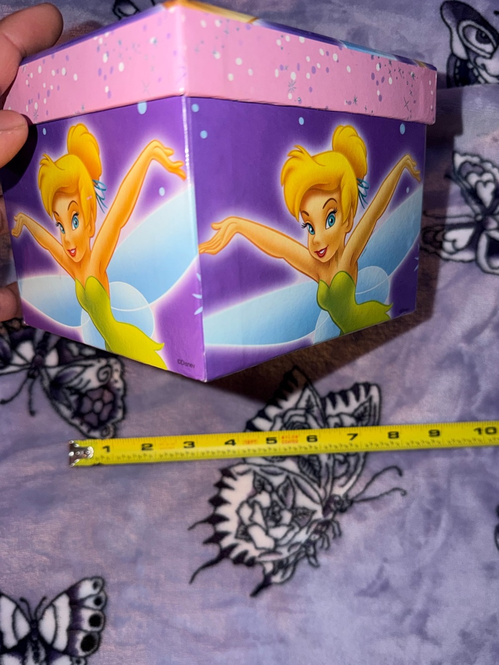 Y2K Disney Tinker Bell Storage Box Purple Retro Fairycore Decor